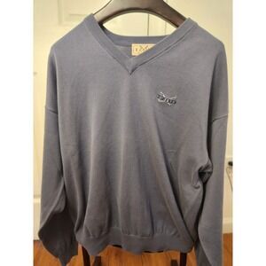 Izod Blue Pullover Knit Cotton Long Sleeve Golf Sweater Size Xl